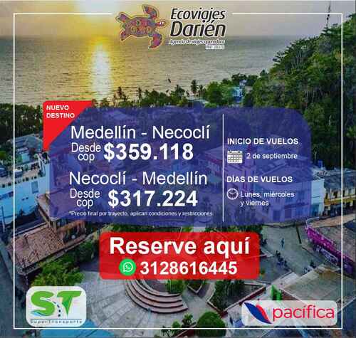 Ruta aérea Medellín-Necoclí-Medellín